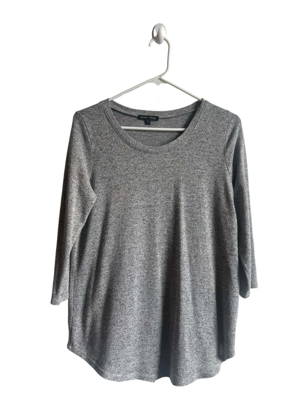 Moa Moa Grey Marled 3/4 Sleeve Scoop Neck Tunic Top Size M